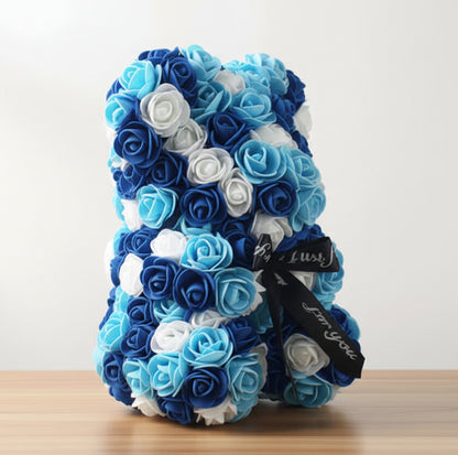 25cm Faux Flower Bear - Rose Gift for Valentine's Day