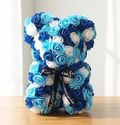 25cm Faux Flower Bear - Rose Gift for Valentine's Day